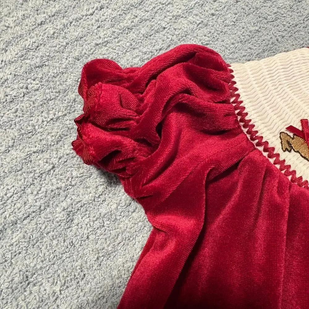 Vintage/Lil Cactus/Smoked Dress/Red/3-6 months/ Christmas Raindeer